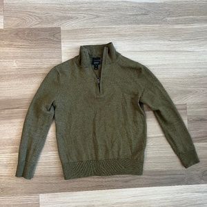 Spring 🌸 J.Crew Slim Merino Wool Olive Green Half Zip Sweater